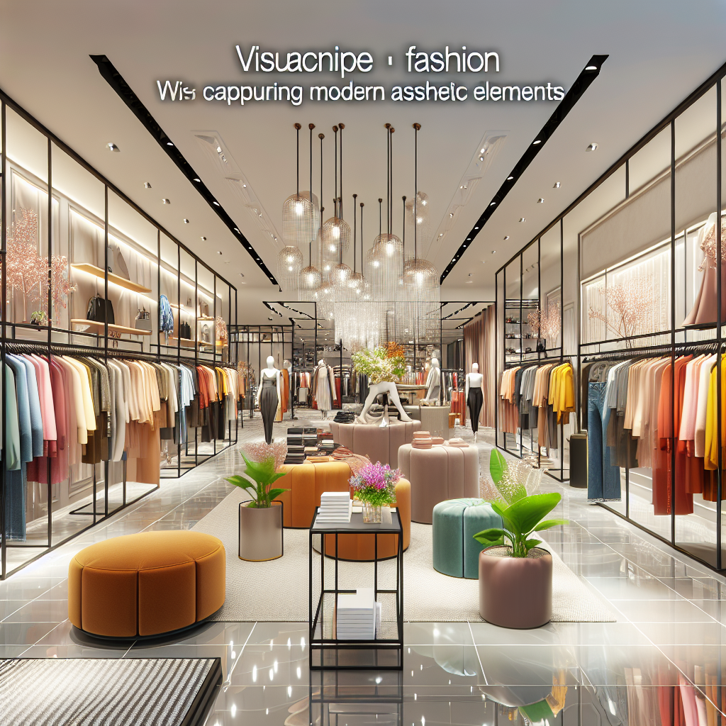 A stylish boutique with a modern design showcasing various clothing items